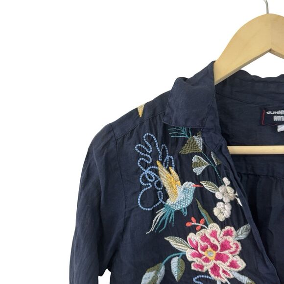 Johnny Was Workshop X-Small Miro Henley Popover Tunic Top Embroidered Womens - Picture 12 of 16